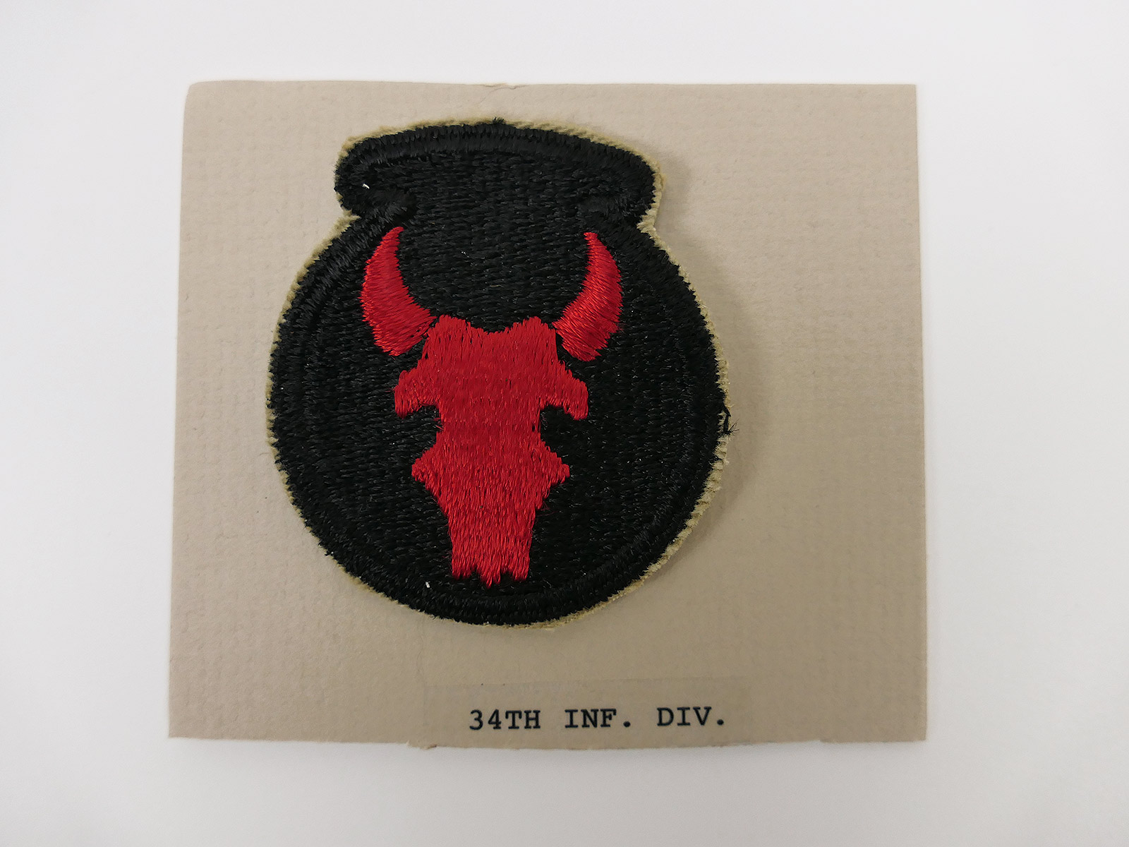 Original US ARMY WW2 Infanterie Divisionsabzeichen Patch - 34th Infantry Division Abzeichen