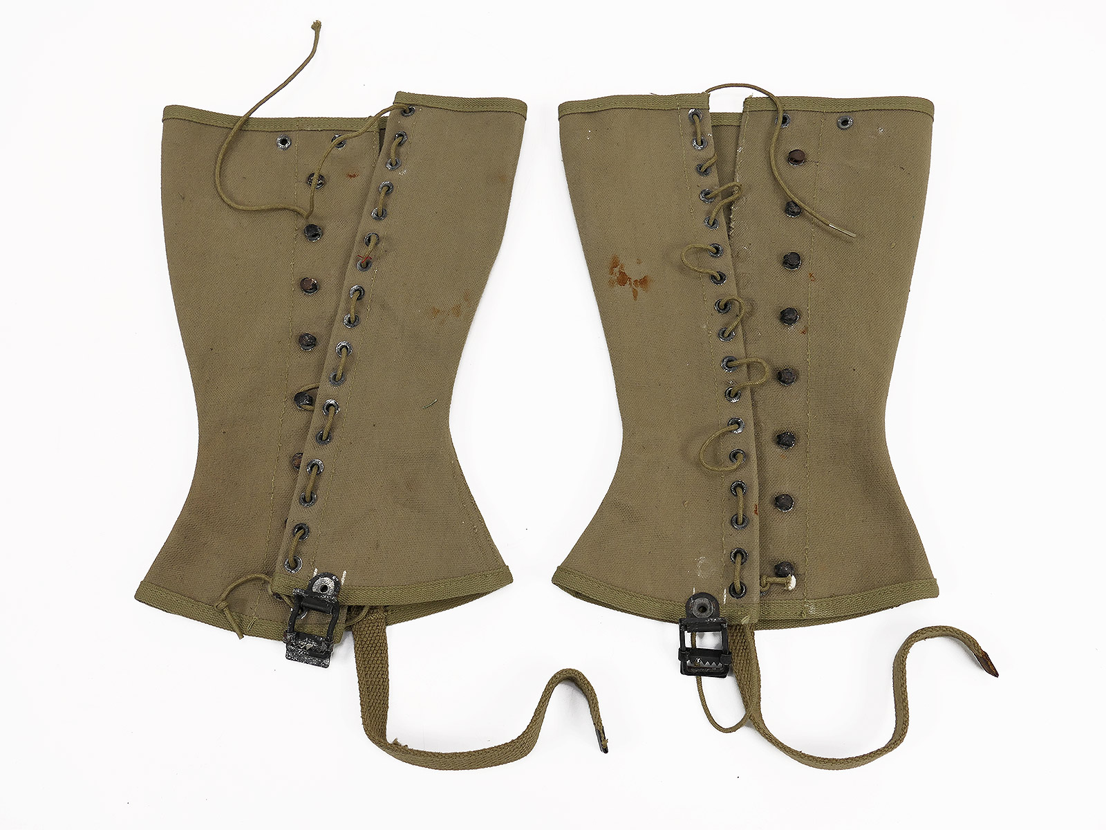 #D WW2 US ARMY Gamaschen M1938 Canvas Leggins Dismounted M-1938 Gr.3R Original BATTLE WORN