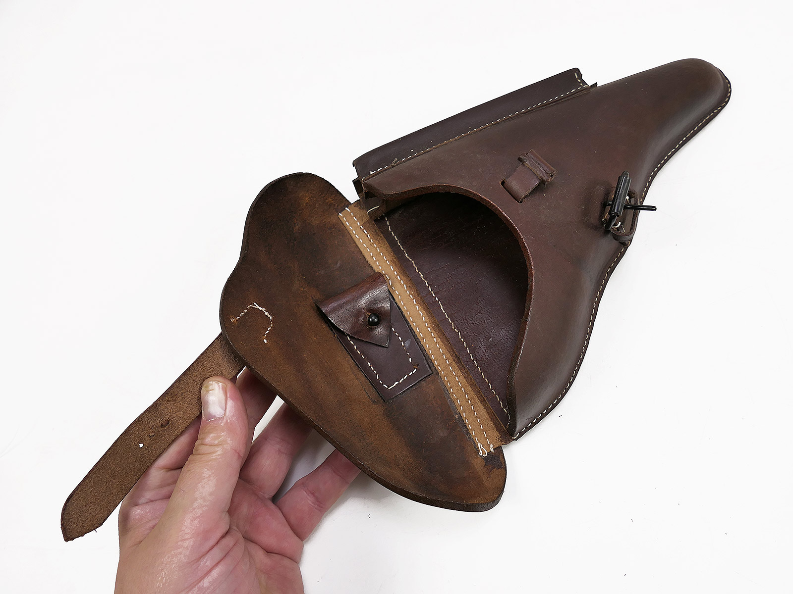 Einzelstück - Luftwaffe P08 Holster Koffertasche Lederholster Pistolentasche BATTLE WORN