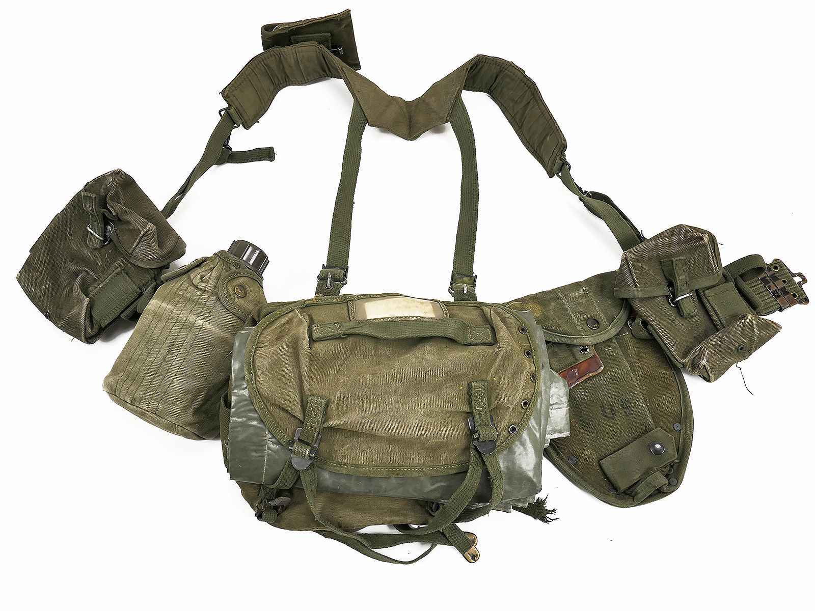 #HH/ US Army Vietnam Sturmgepäck M-1956 Pack - Pistol Belt Bags Mag Pouches Buttpack PONCHO Suspenders