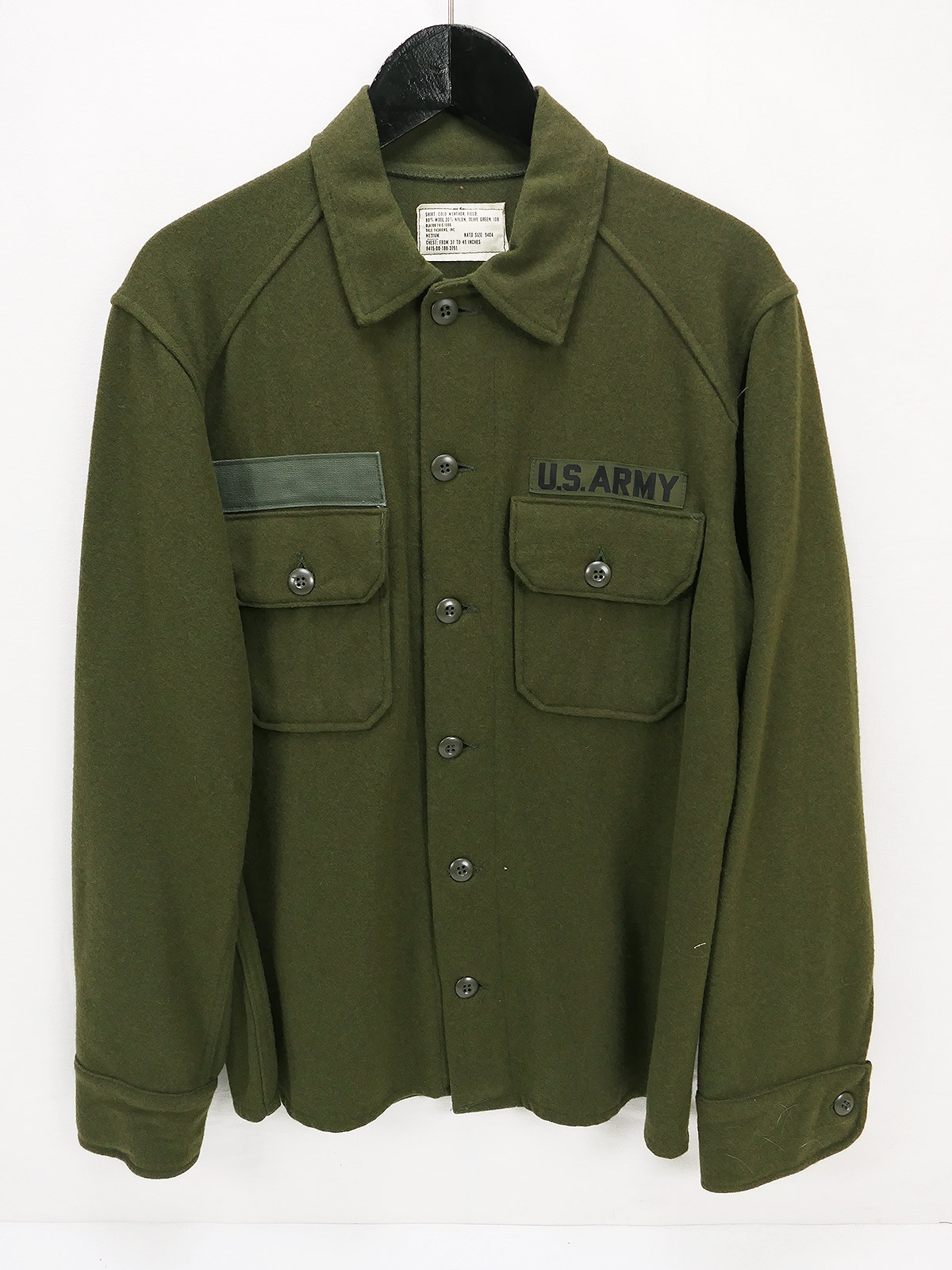 P1704589 US Army Vintage Shirt Cold Weather Field Wool Feldhemd langarm oliv 1978 - Medium TOP !