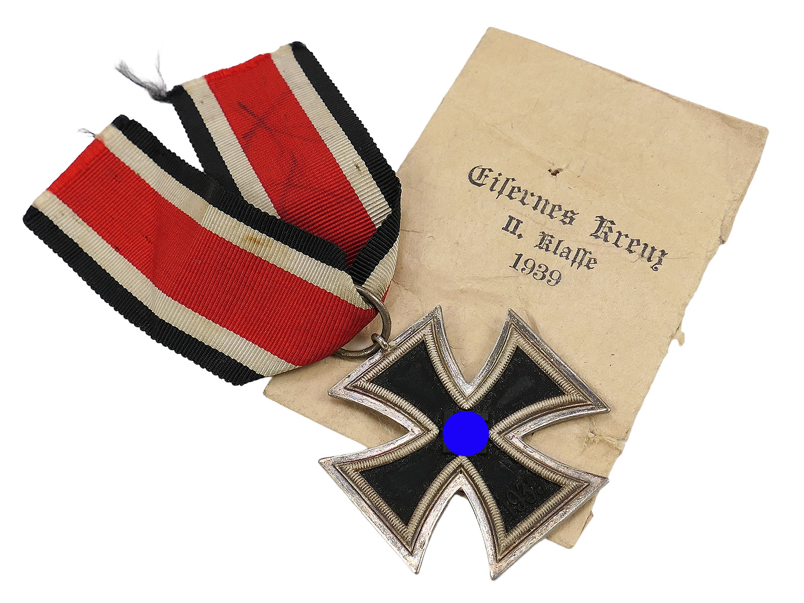 Original WK2 Eisernes Kreuz 2.Klasse 1939 / 1813 EK2 Seltener Hersteller 27 / am Band mit Tüte