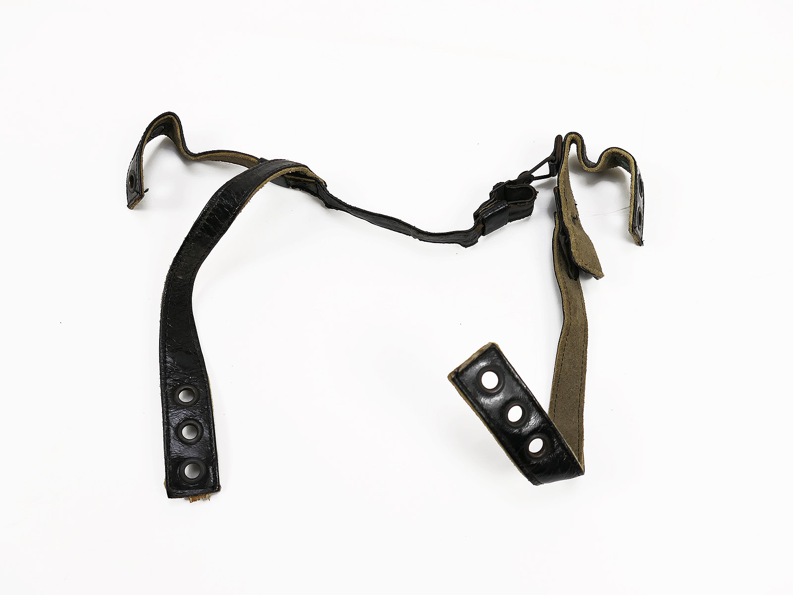 #3/ LW Kinnriemen Fallschirmjägerhelm M38 Stahlhelm Luftwaffe Kinn Beriemung Leder PRYM FJ