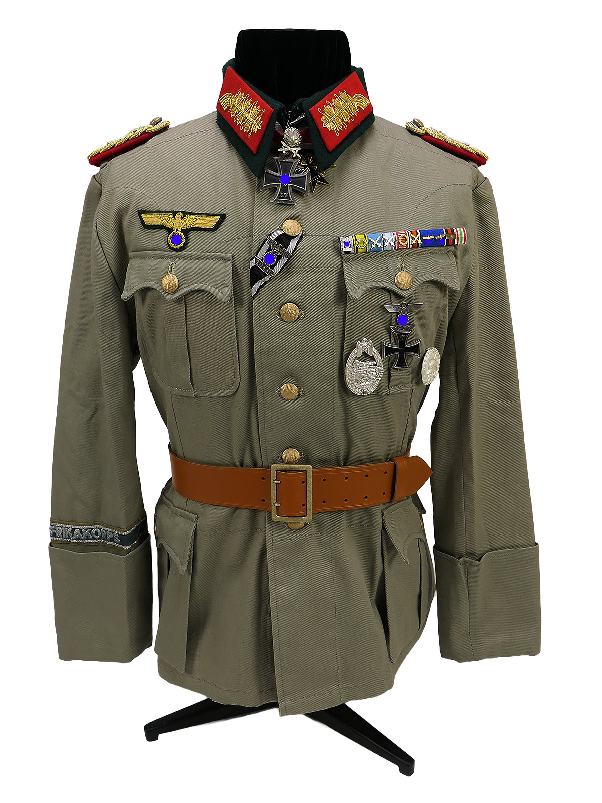 Uniform Generalfeldmarschall Erwin Rommel Afrikakorps Ritterkreuz Pour Le Merite mit Koppel General