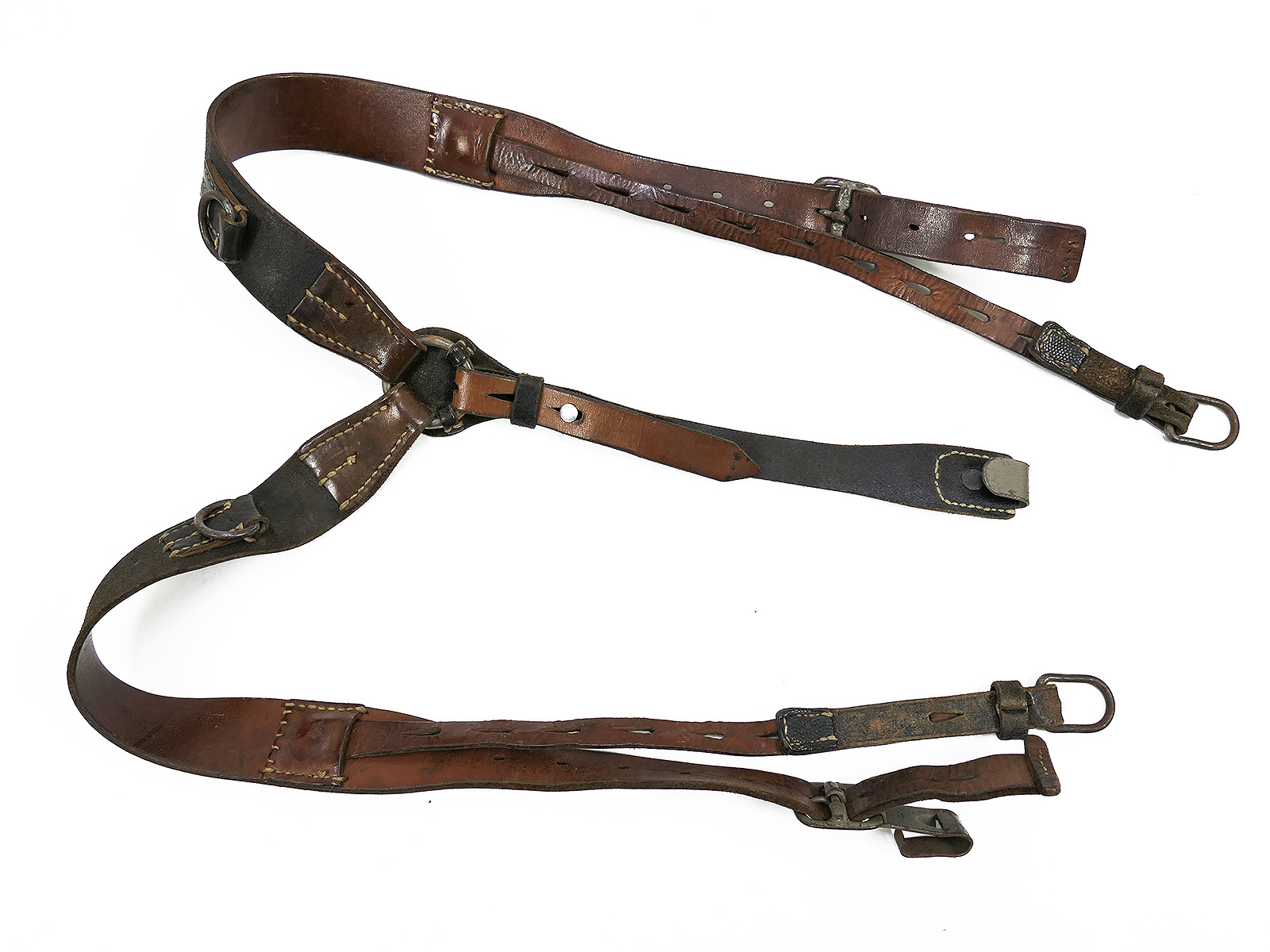 Einzelstück - Wehrmacht Original Y-Riemen Leder Koppeltragegestell Franz Brehme 1942 Top!  COLLECTION
