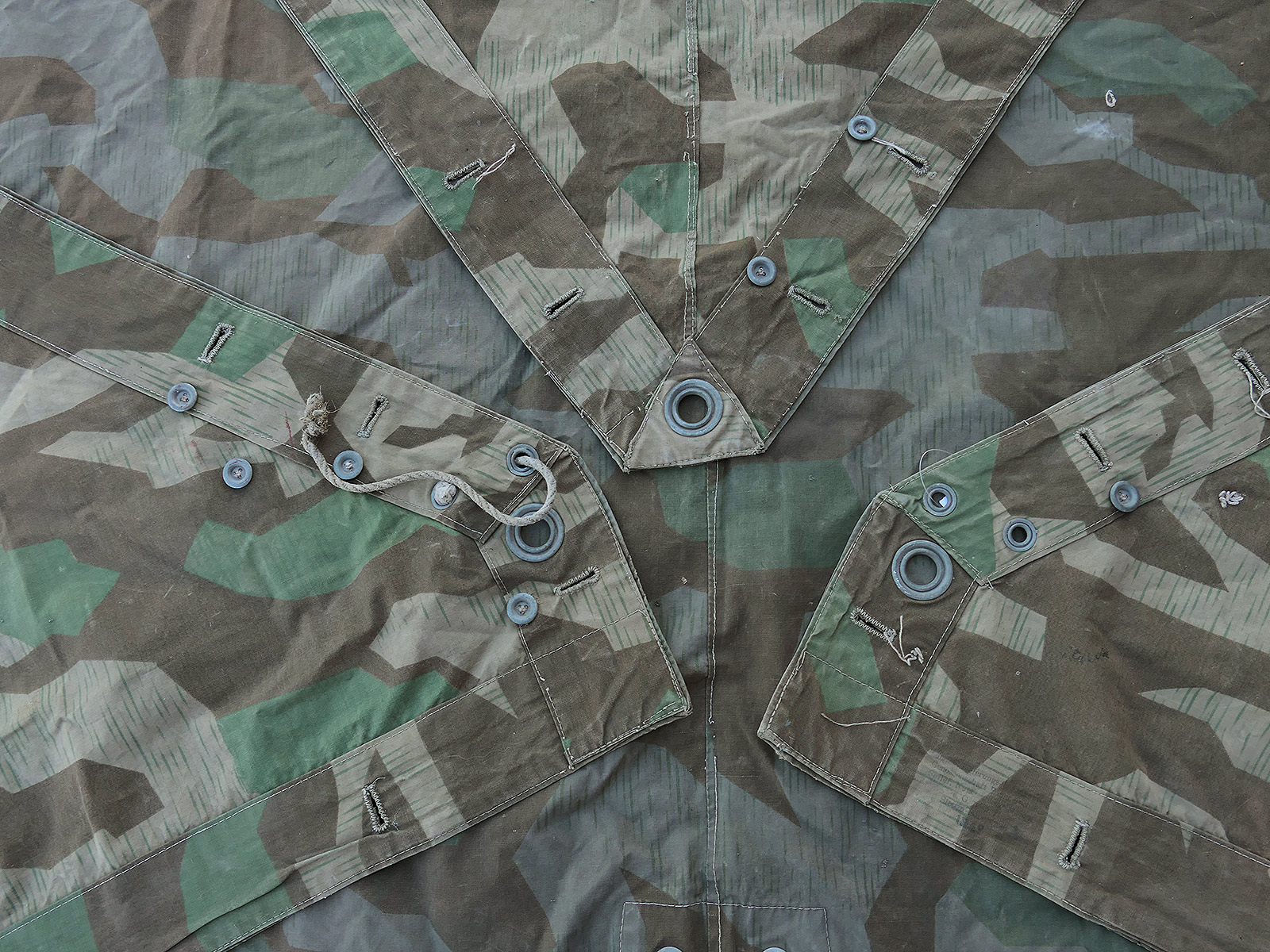 Wehrmacht Original Zeltplane M31 splittertarn Zeltbahn Tarnzeltbahn mit Hersteller BATTLE WORN