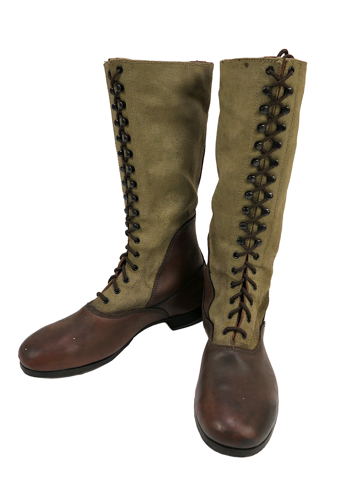 Einzelpaar - Wehrmacht DAK Tropenstiefel Hoch Afrikakorps Stiefel Gr.46 COLLECTION BATTLE WORN