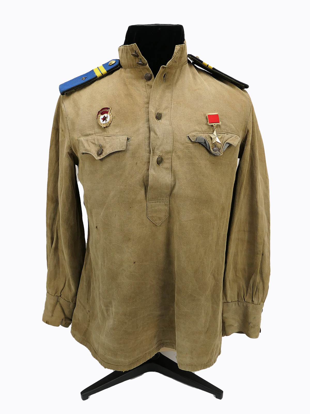 Russische Uniform / Hemd Gefreiter der Luftwaffe mit Auzeichnungen Russland Rote Armee