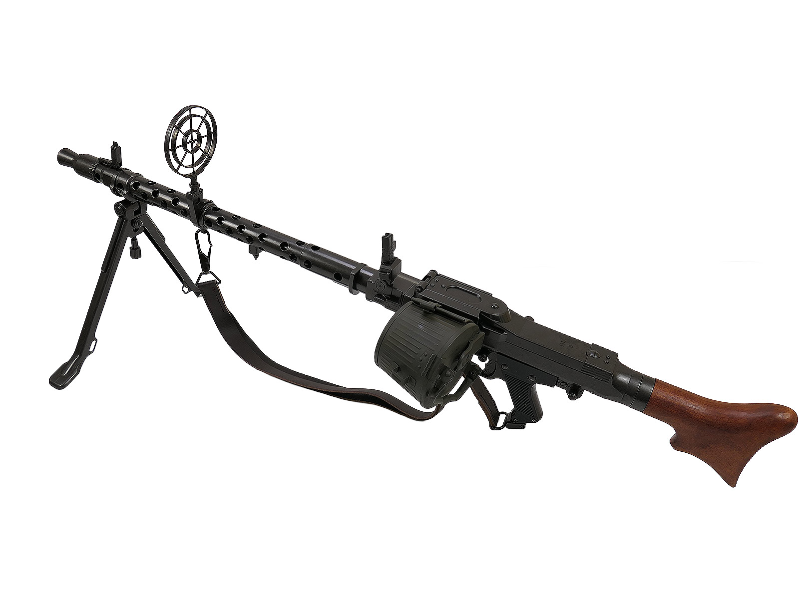 Denix VARIANTE Maschinengewehr MG34 Deko Metall/Holz Modell mit Umbau Gurttrommel (oliv) 