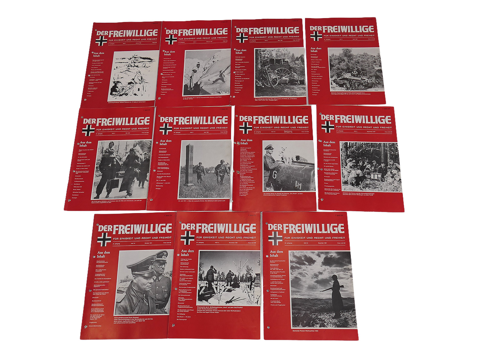 1981 - 11x Heft Magazin Zeitschrift Der Freiwillige / 2. Weltkrieg VOLLSTÄNDIG 27. Jahrgang