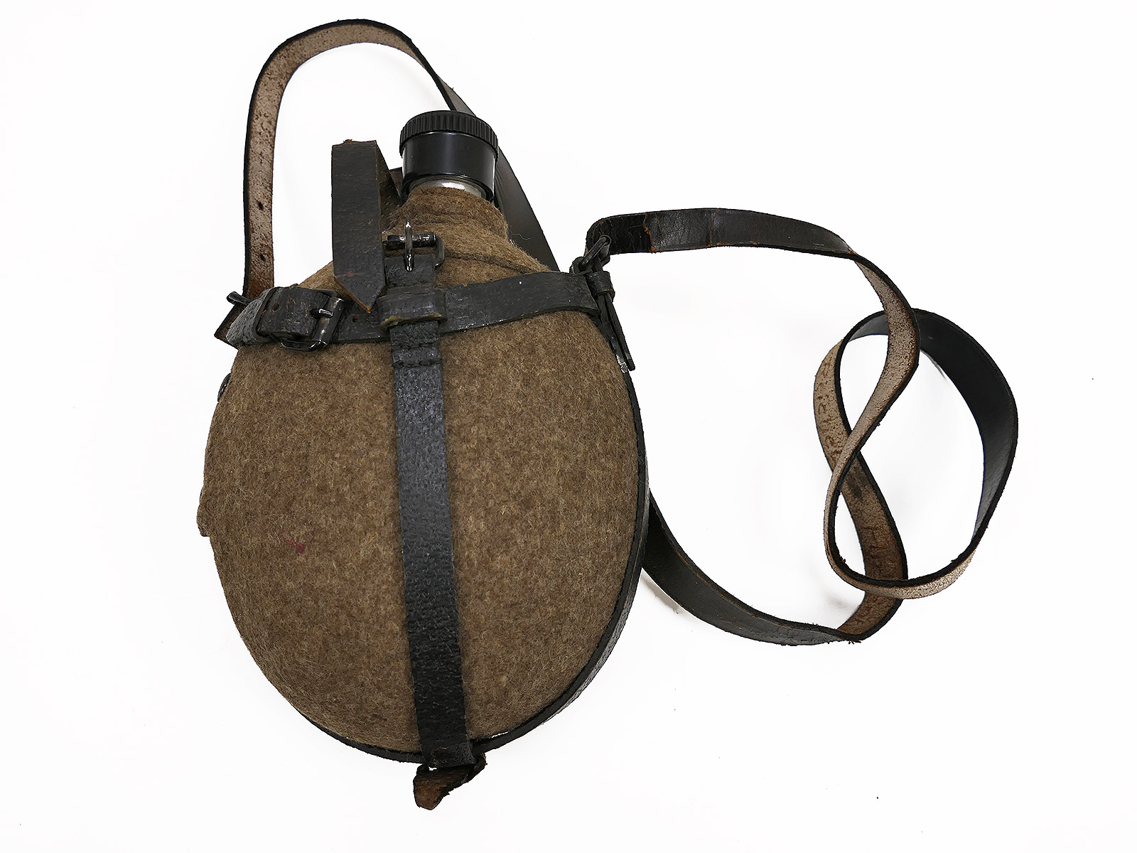 Wehrmacht Original Große Feldflasche ESB42 Labeflasche mit Original Trageriemen