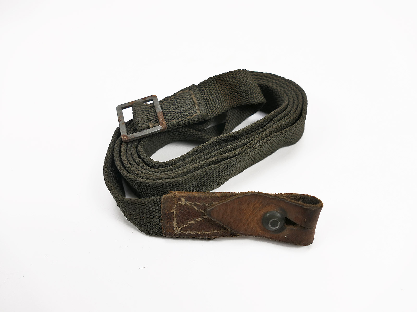 Original lange Beriemung Gasmaskendose langer Riemen mit Leder Gasmaskenbehälter