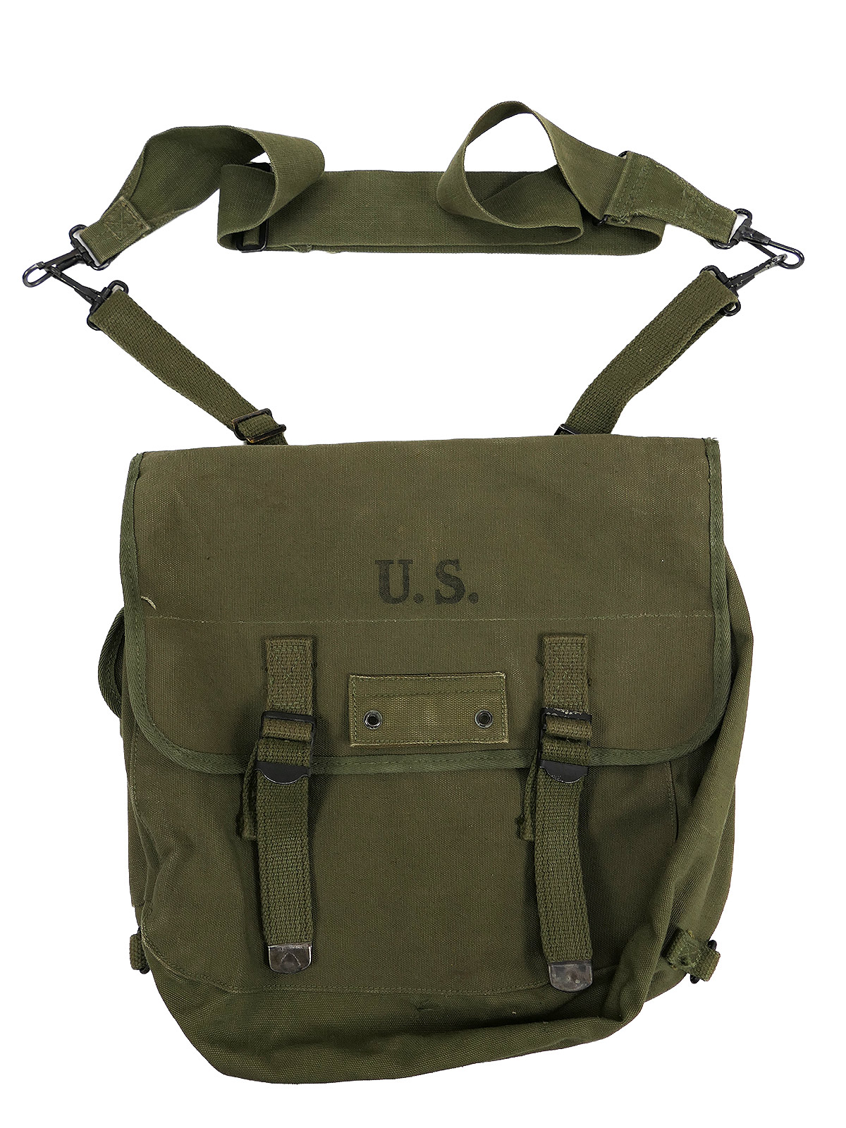 Original US Army WW2 Musette Bag M-1936 olive mit Trageriemen 1944 Collection BATTLE WORN