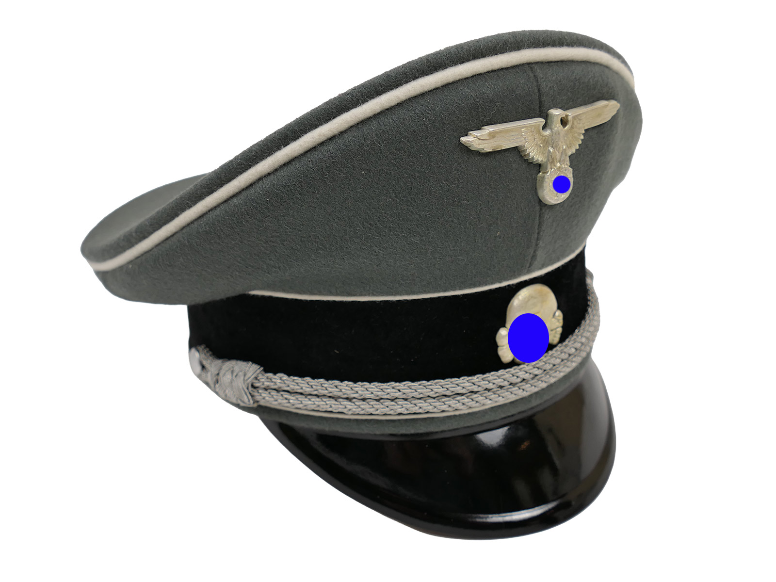Waffen SS Schirmmütze Offizier Gr.58 Top Museumsanfertigung mit Metall Effekten