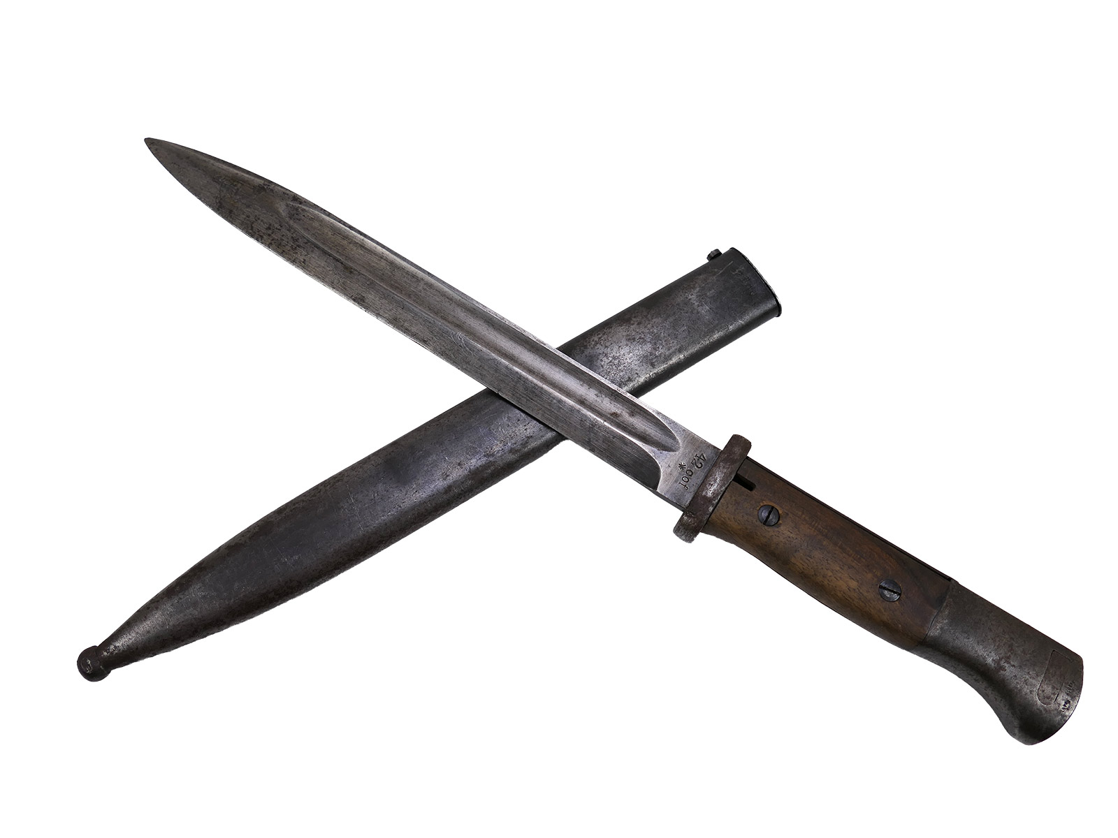 Wehrmacht Bajonett M84/98 cof42 Karabiner K98 / Seitengewehr mit Scheide BATTLE WORN