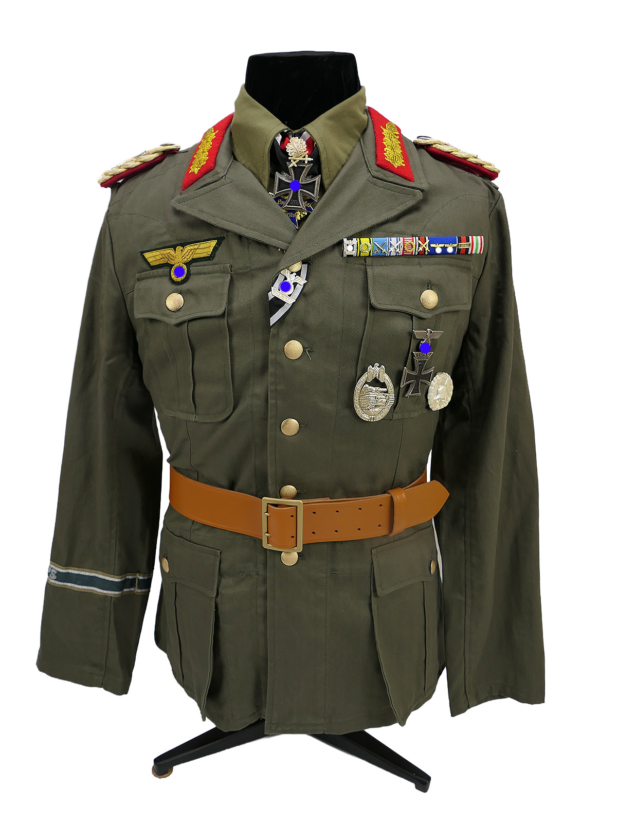 Uniform Generalfeldmarschall Erwin Rommel Afrikakorps Ritterkreuz Pour Le Merite mit Koppel General