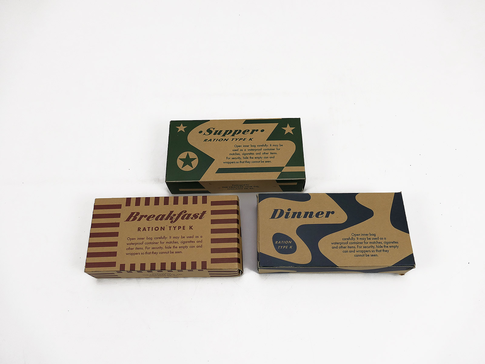 US ARMY WW2 Rations Type K Breakfast Supper Dinner Rationen Box Karton Verpflegung individual Ration