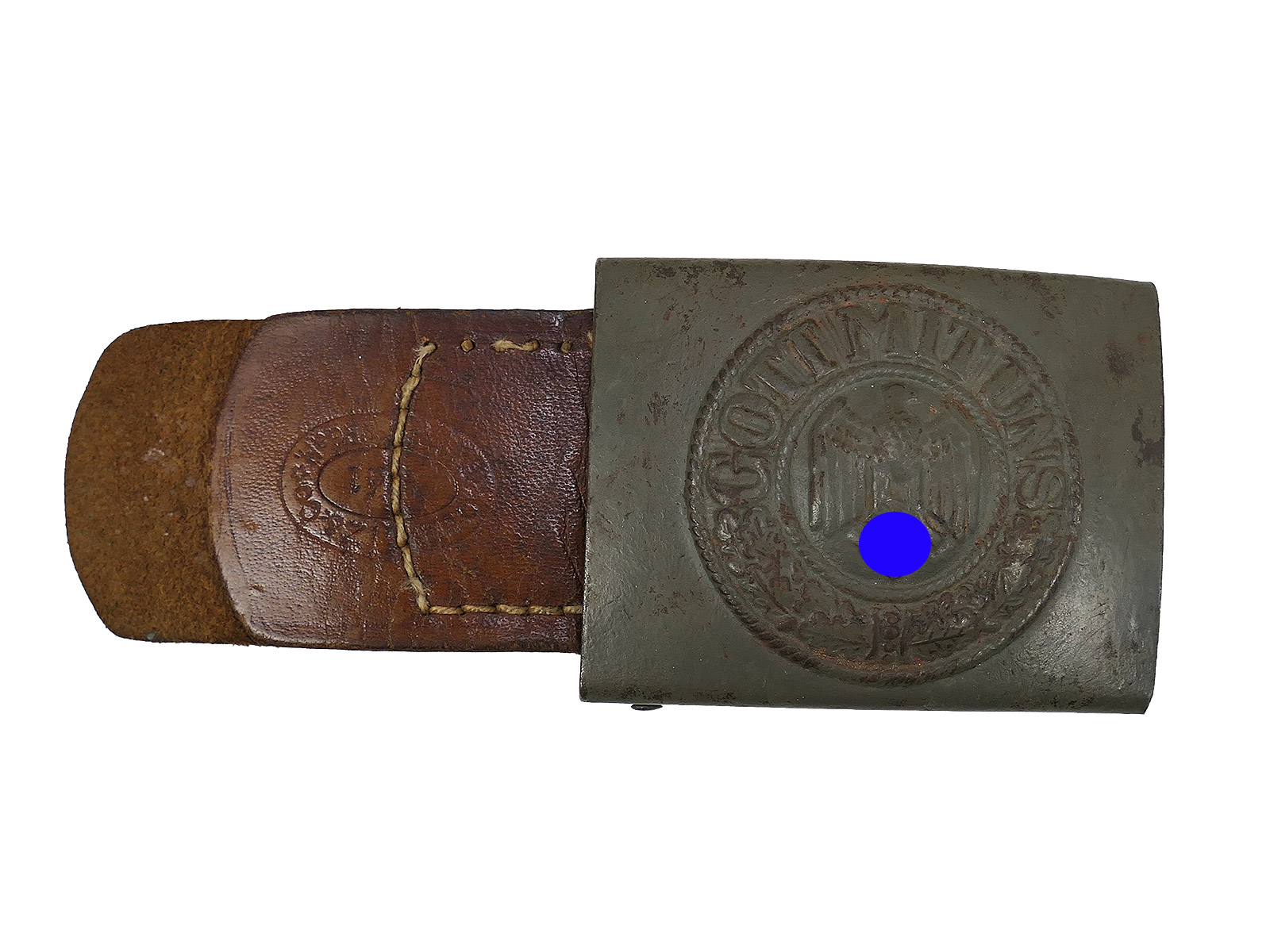Wehrmacht Koppelschloss C.W. Motz 1941 Brandenburg / Havel mit Lederzunge COLLECTION BATTLE WORN