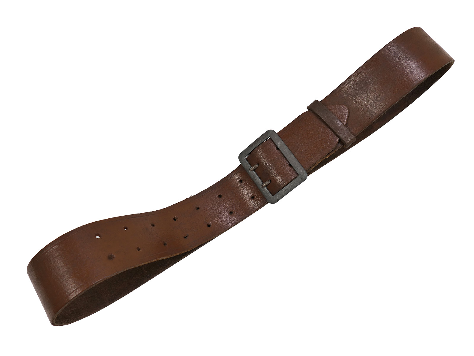Antiker Offiziers Zweidornkoppel Braun 45mm Koppel Lederkoppel Braun Gesamtlänge 106cm BATTLE WORN