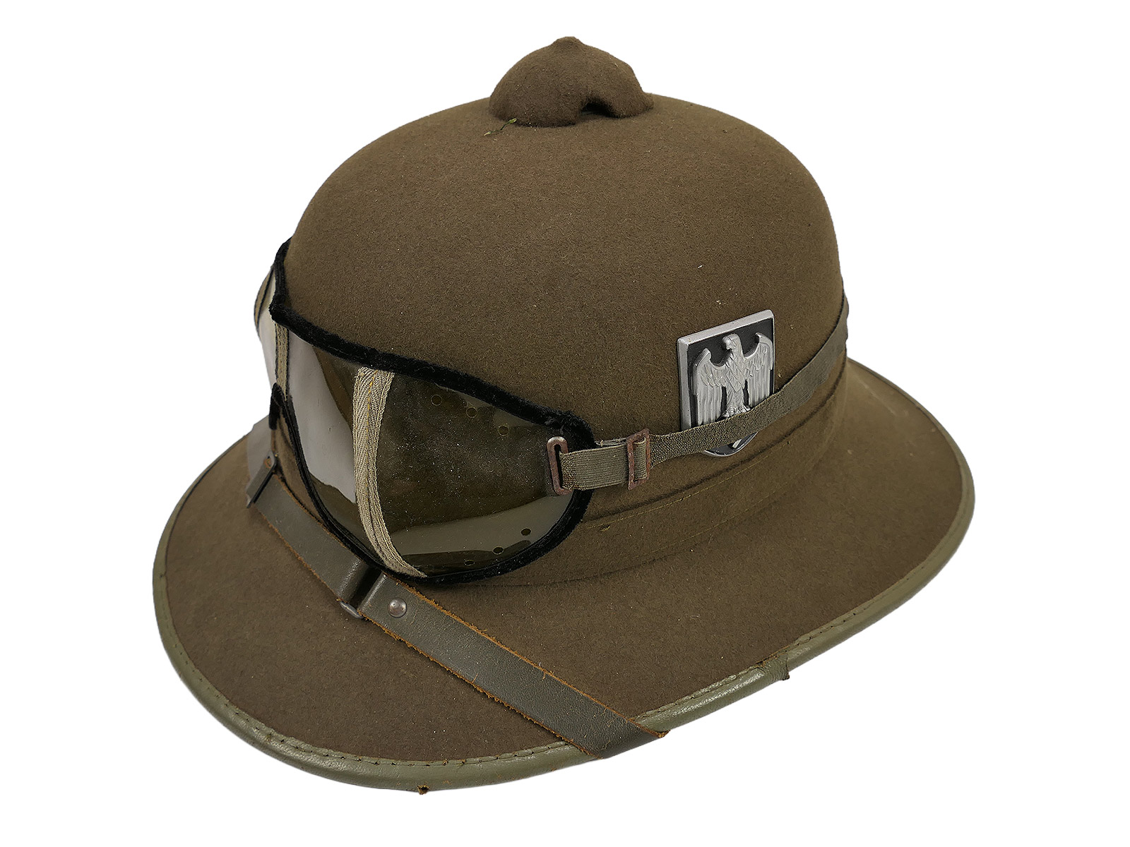 Original Tropenhelm Afrikakorps Wehrmacht DAK mit Staubschutzbrille COLLECTION