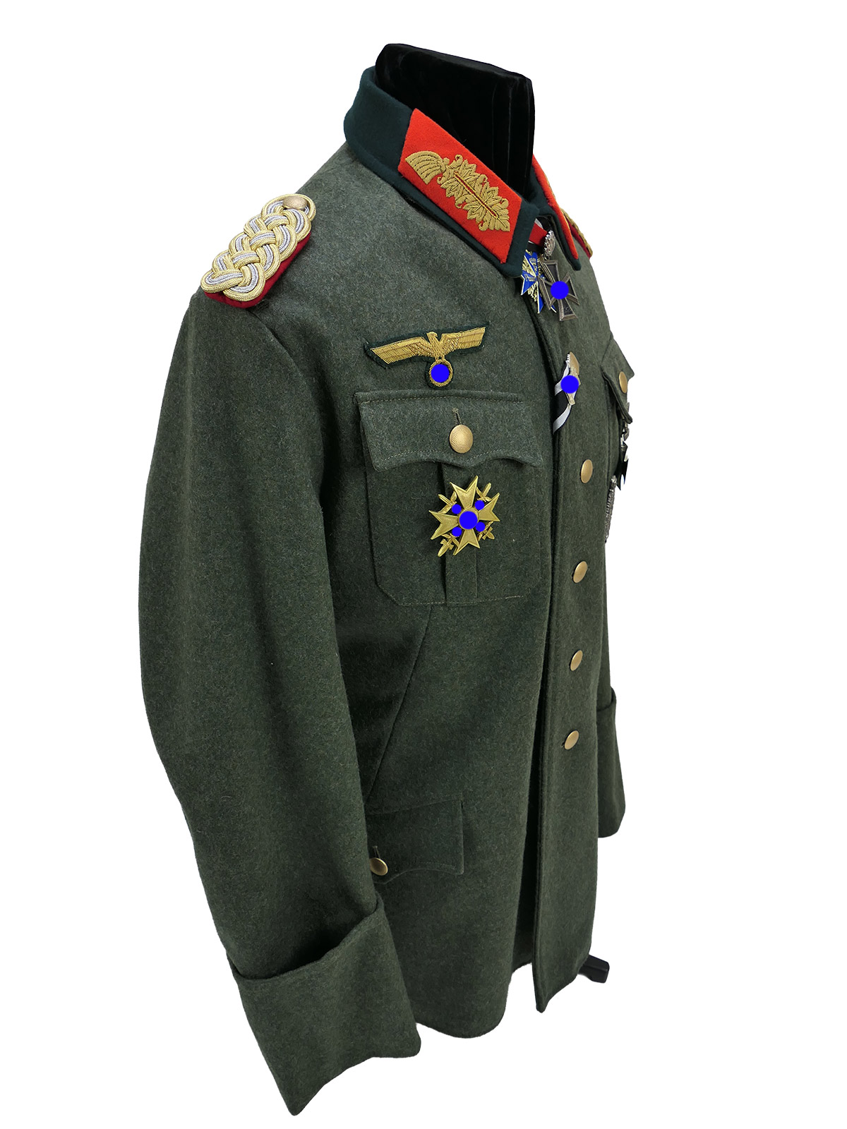 Wehrmacht M36 Uniform Feldbluse General Gr.54 mit Ritterkreuz Pour Le Merite Spanienkreuz effektiert