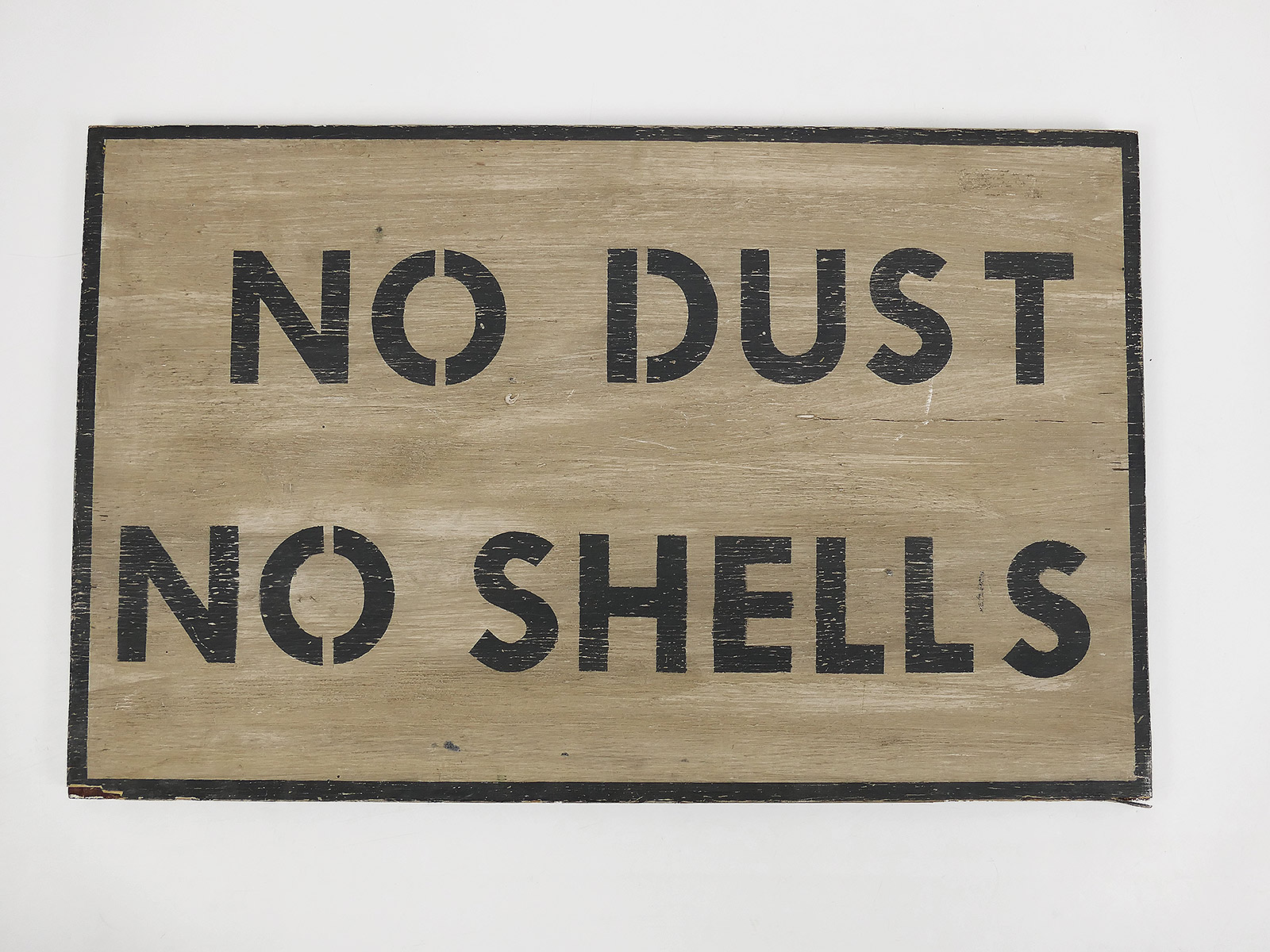 Holzschild Vintage Battle Field Camp Straßen Schild aus Holz "No dust no shells"  40x64cm
