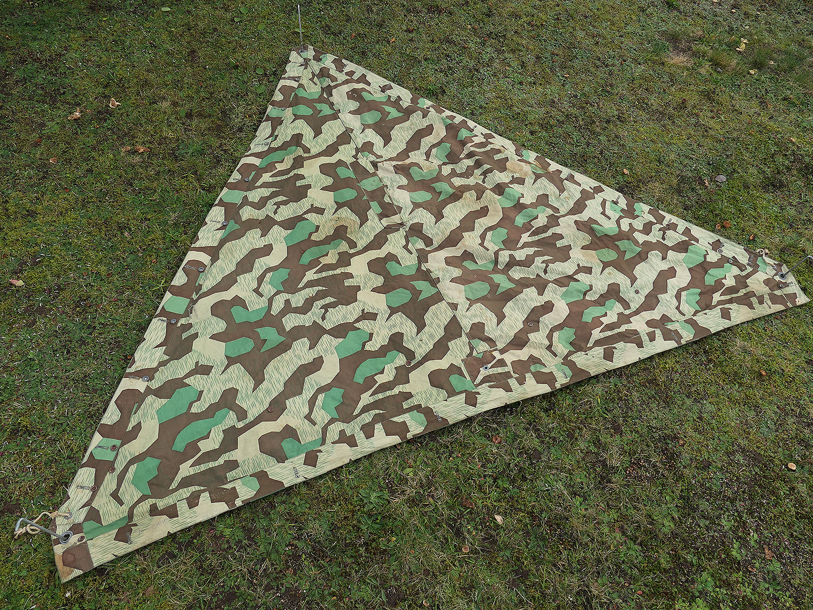 Wehrmacht Späte Original Zeltplane M31 splittertarn - RBNR. - Zeltbahn Tarnzeltbahn SEHR SCHÖN BATTLE WORN