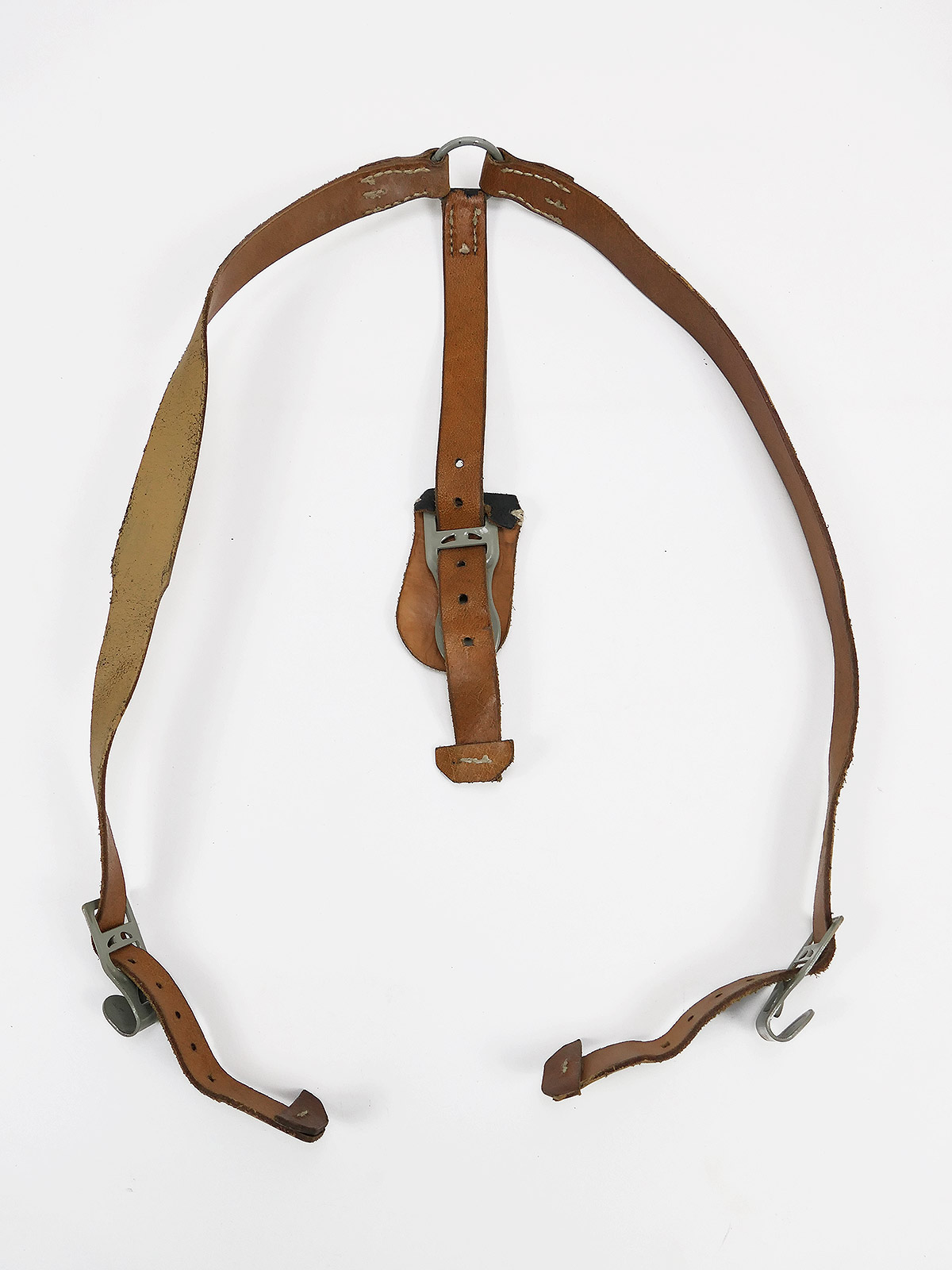 P1670958 Tropen DAK Luftwaffe Y-Riemen Leder lackiert Koppeltragehilfe Fallschirmjäger