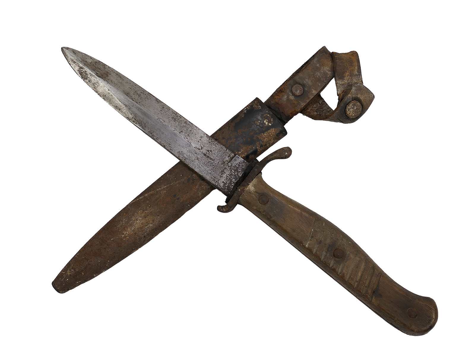 WK1 Grabendolch mit Abnahme ERN Wald Rheinl. Rasiermesser Fabrik COLLECTION BATTLE WORN