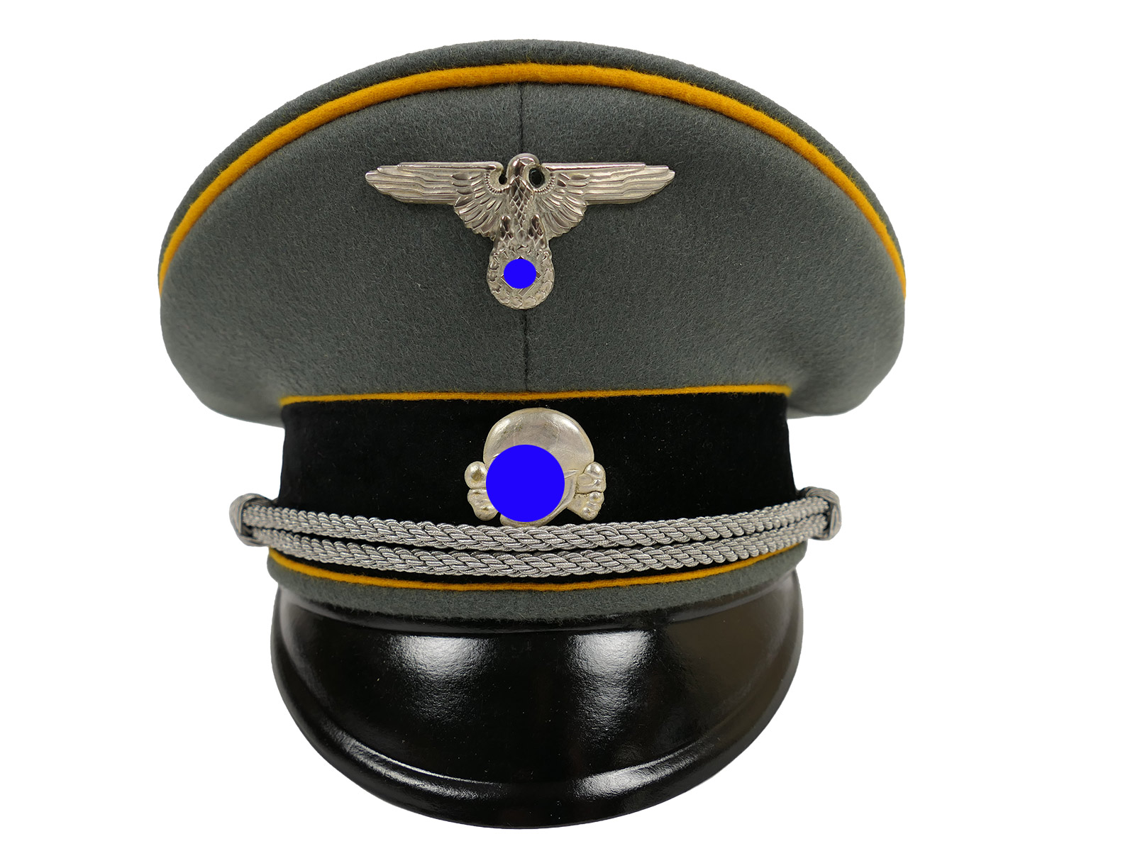 Waffen SS Schirmmütze Offizier KAVALLERIE Gr.58 Top Museumsanfertigung mit Metall Effekten