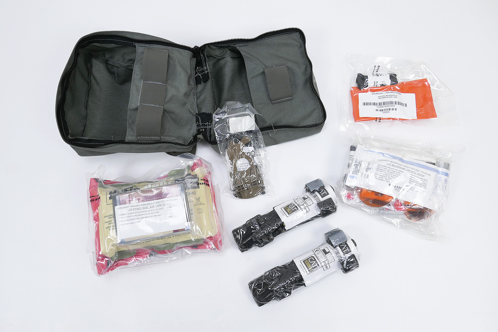 P1400357 USAF JOINT FIRST AID KIT MEDIC IFAK Emergency 2x Cat Tourniquet 2x Quikclot Combat Gaze
