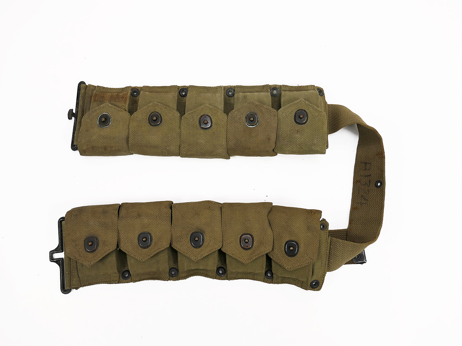 #B/ Original US ARMY WW2 Garand Rifle M1 M-1936 Cartridge Belt Cal .30 Dismounted mit Taschenfüllern