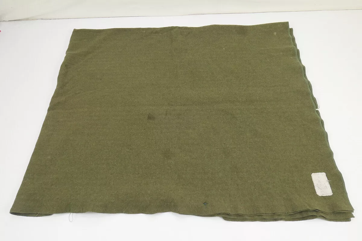 Original US Wool Virgin Blanket OD Vintage Wolldecke Camp Decke 1983