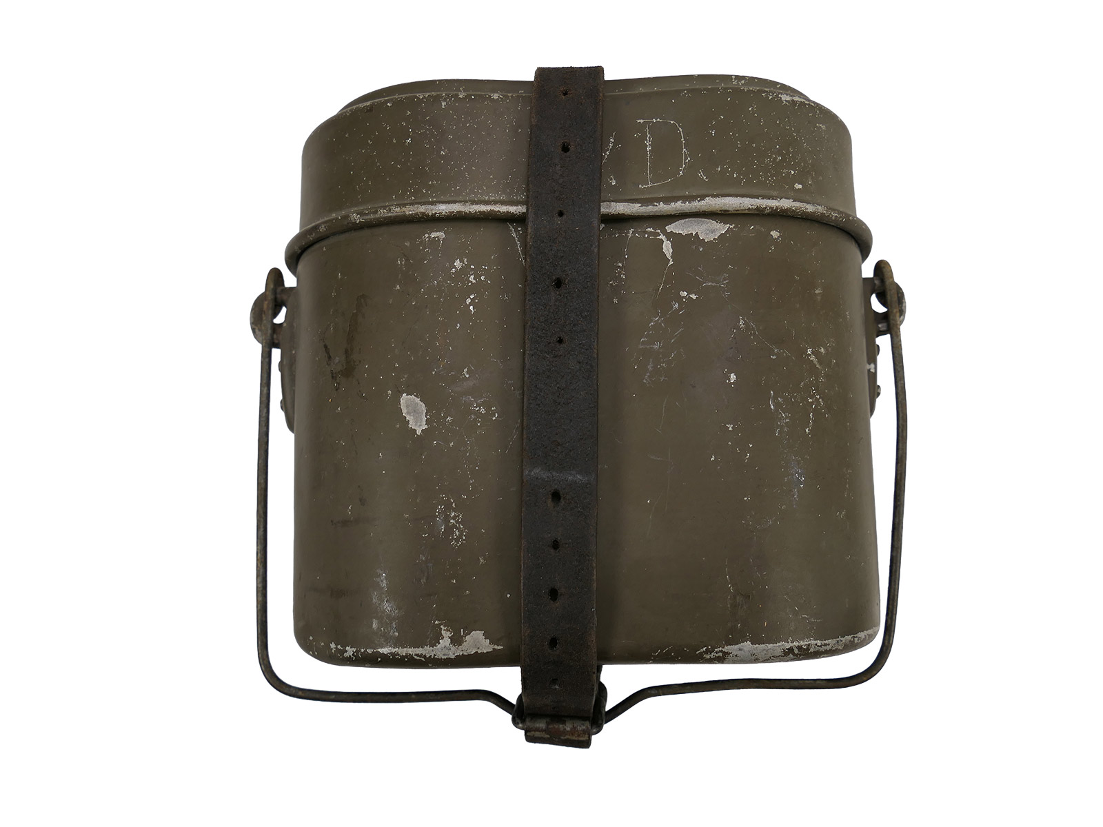 Kochgeschirr Wehrmacht Hersteller MKL 41 mit 95% Originallack zusammengehörig + Leder Riemen COLLECTION