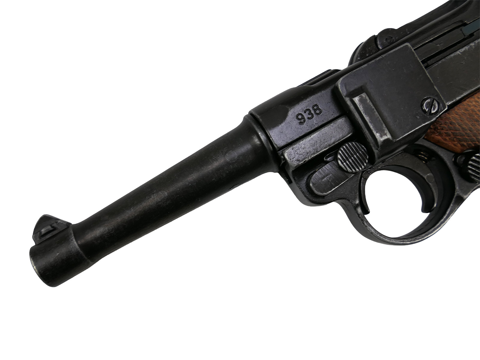 Denix Pistole P08 Luger Deutschland 1898 Braune Griffschalen "Antik" Deko Modell Filmwaffe