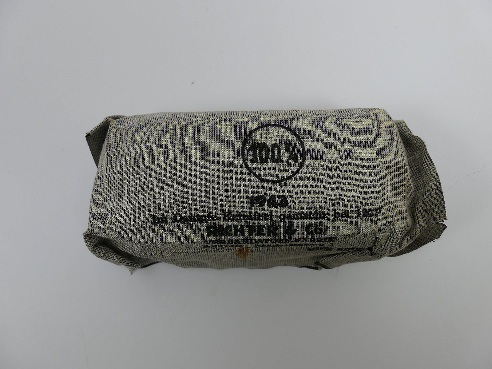 #2/ Wehrmacht Verbandpäckchen 1943 Erste Hilfe WK2 Feldbluse Verbandkasten 11.5x5.5cm 