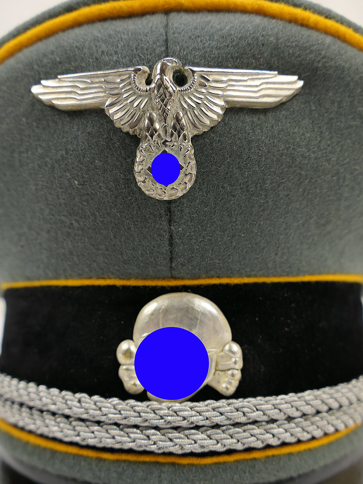 Waffen SS Schirmmütze Offizier KAVALLERIE Gr.58 Top Museumsanfertigung mit Metall Effekten