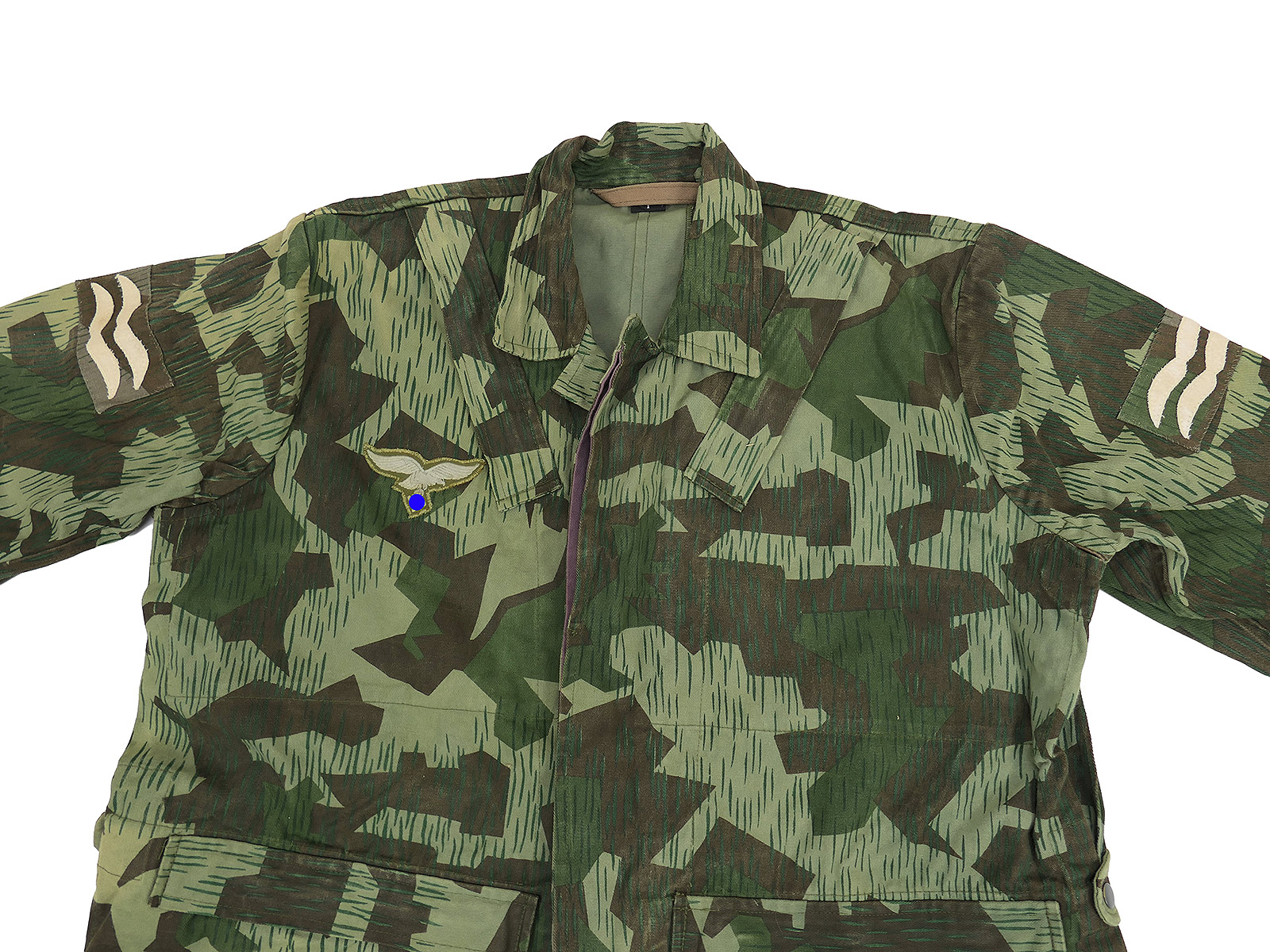 Luftwaffe Fallschirmjäger Knochensack Gr.1 Splittertarn mit Abzeichen COLLECTION BATTLE WORN