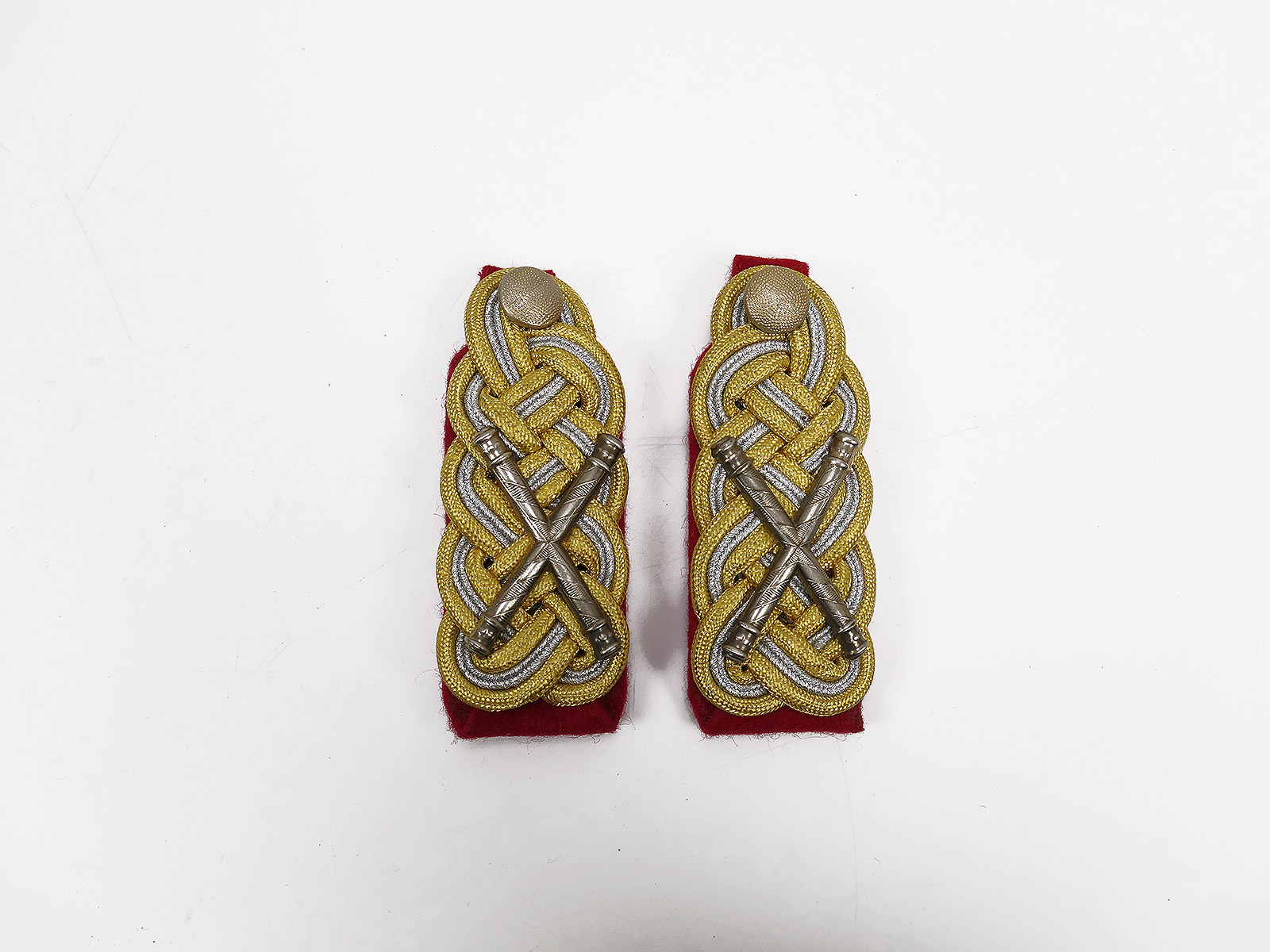 Wehrmacht Schulterstücke GFM Generalfeldmarschall Schulterklappen Paar mit Auflagen Marschallstab + Schraubknopf