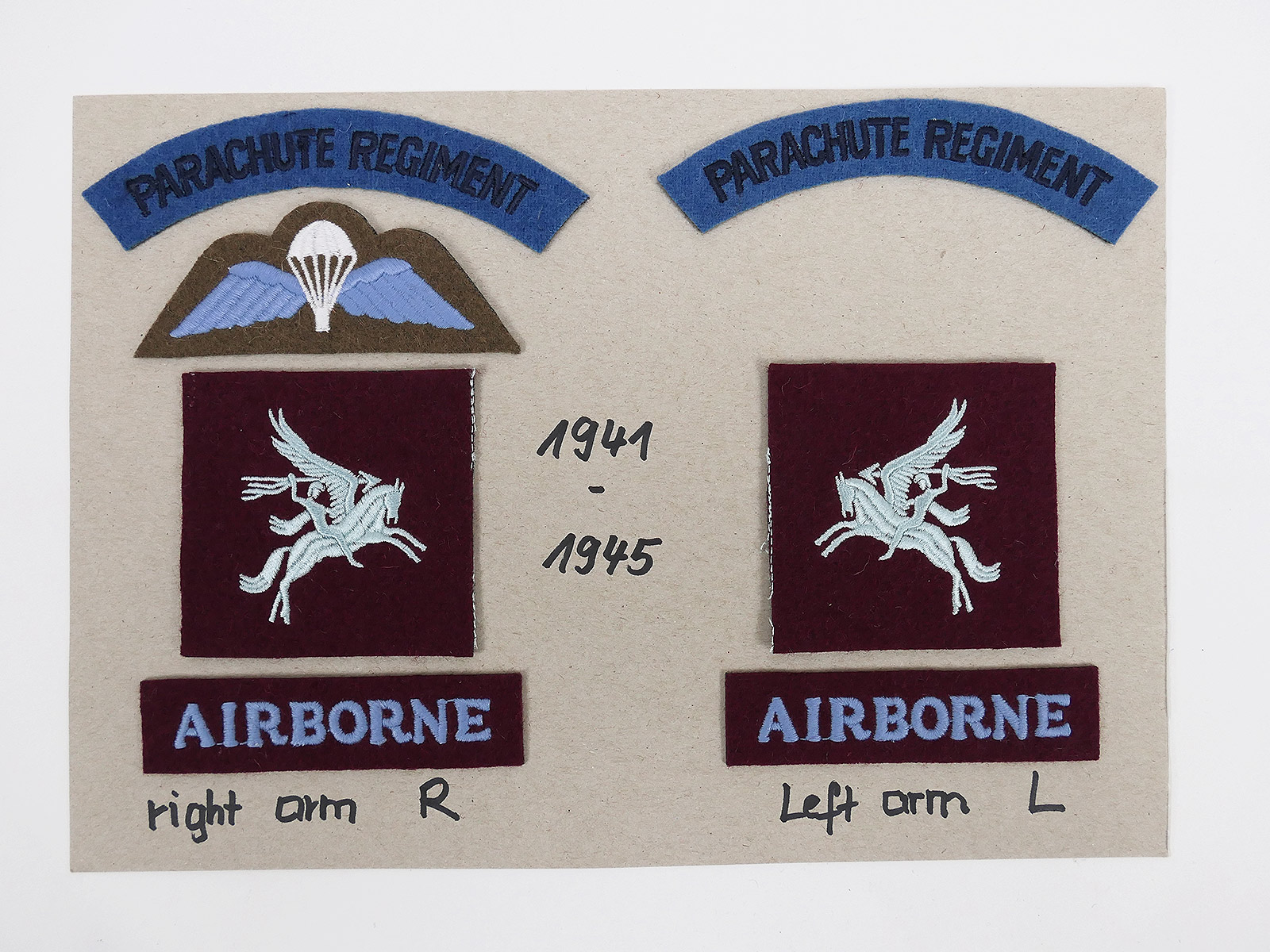 P1601820 SET Badges GB WW2 British Army Insignia Parachute Wings Regiment Airborne Pegasus Battle Dress