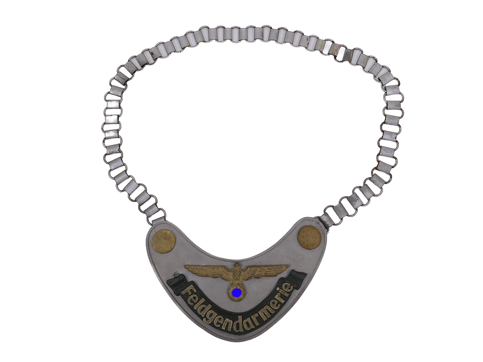 Wehrmacht Ringkragen Feldgendarmerie Kragenschild Heer mit Kette aus Sammlungsauflösung
