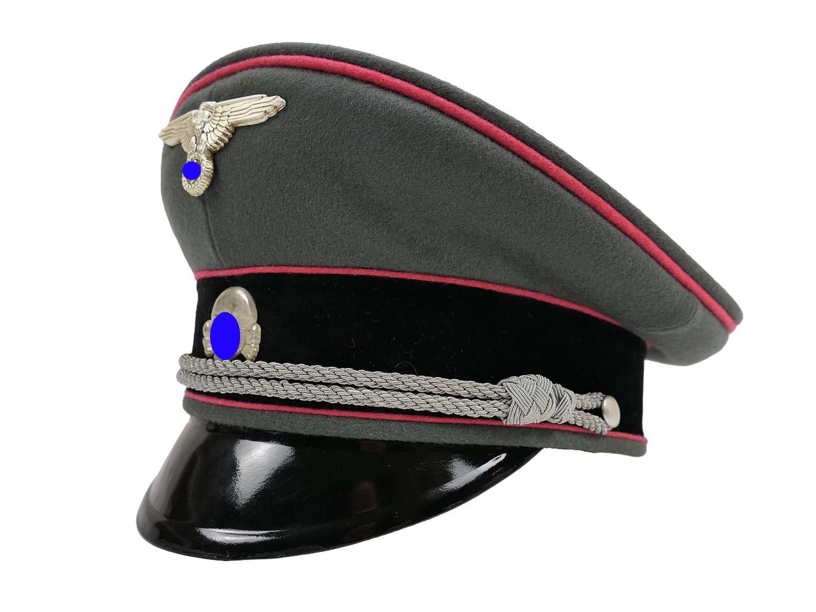Waffen SS Schirmmütze Offizier PANZERTRUPPE Gr.58 Top Museumsanfertigung mit Metall Effekten