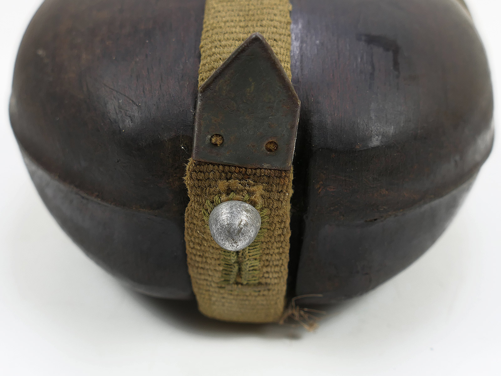 Wehrmacht DAK Afrikakorps Feldflasche Kokosnuss Tropen H.R.E.42 mit Becher COLLECTION BATTLE WORN