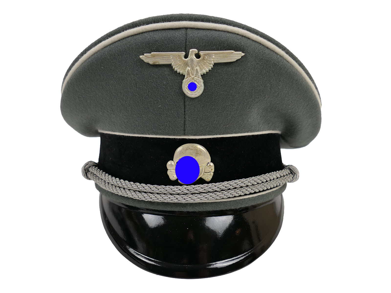 Waffen SS Schirmmütze Offizier Gr.58 Top Museumsanfertigung mit Metall Effekten