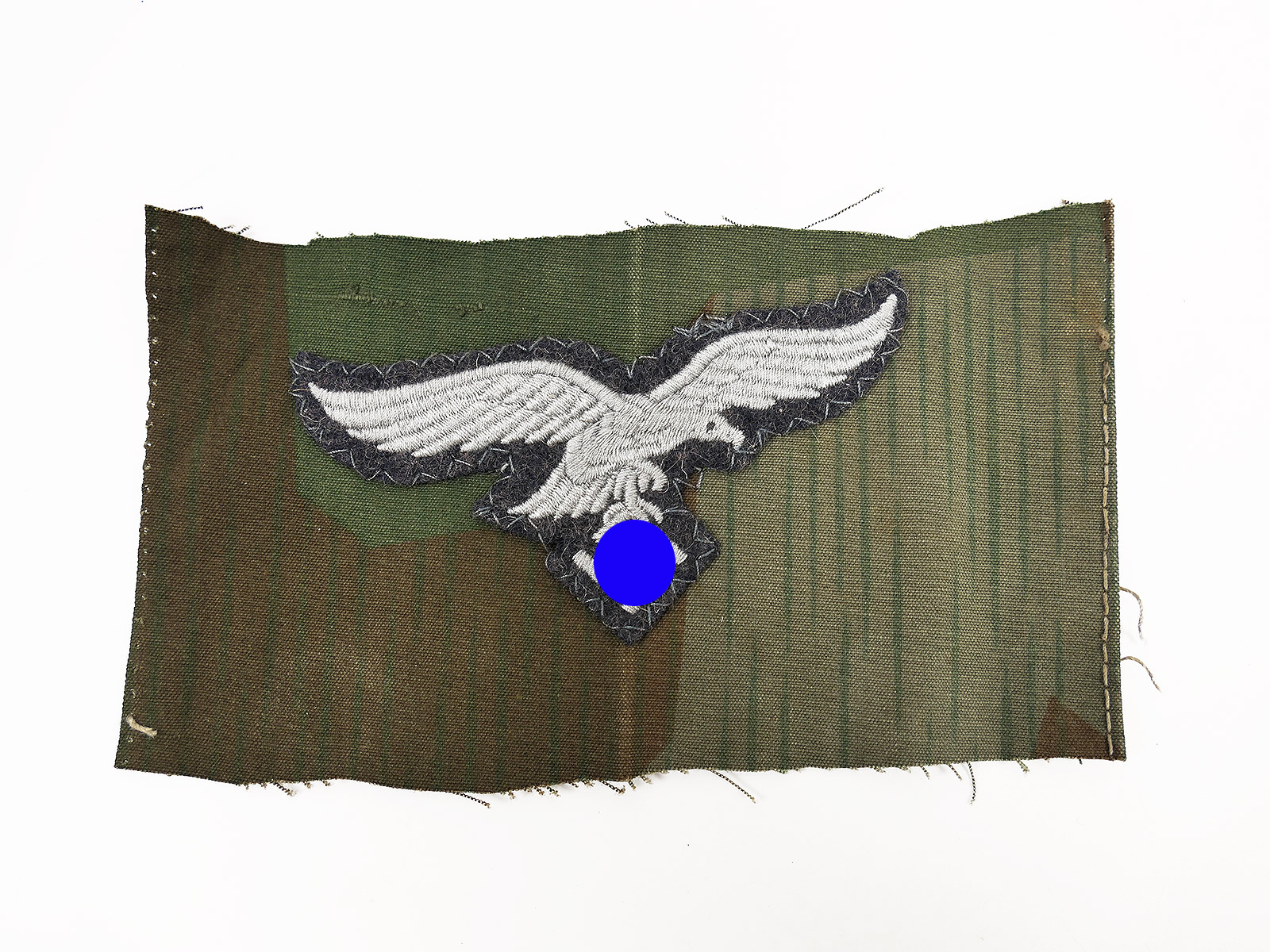Brustadler blaugrau LW Luftwaffe Mannschaften gestickt auf Original Tarnstoff Knochensack