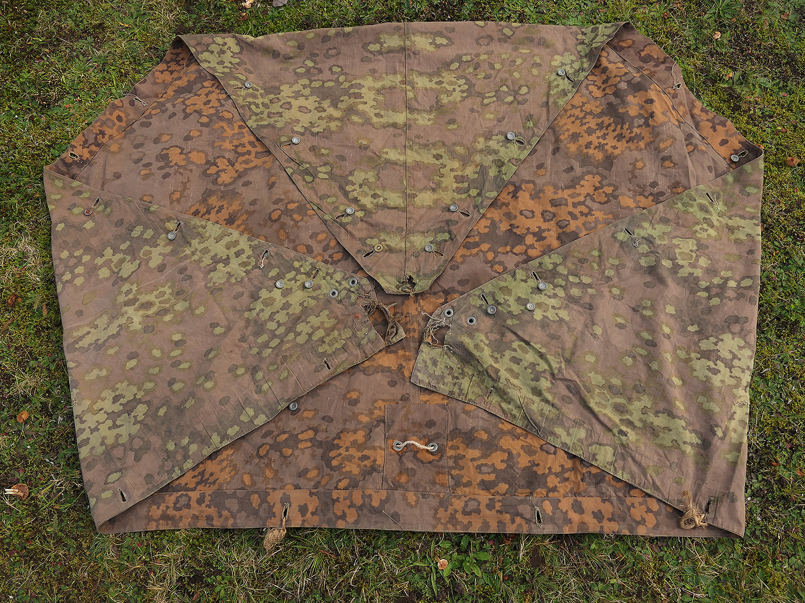 #B/ Waffen SS Original Zeltplane Eichenlaub Zeltbahn Tarnzeltbahn BATTLE WORN