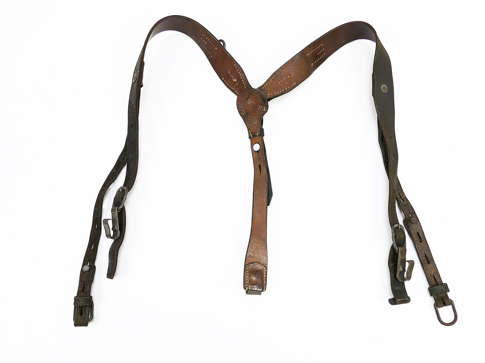 Einzelstück - Wehrmacht Original Y-Riemen Leder Koppeltragegestell Franz Brehme 1942 Top!  COLLECTION