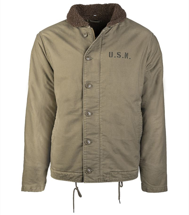 Vintage US Navy WW2 Deck Jacket N-1 oliv / Gefütterte Bordjacke