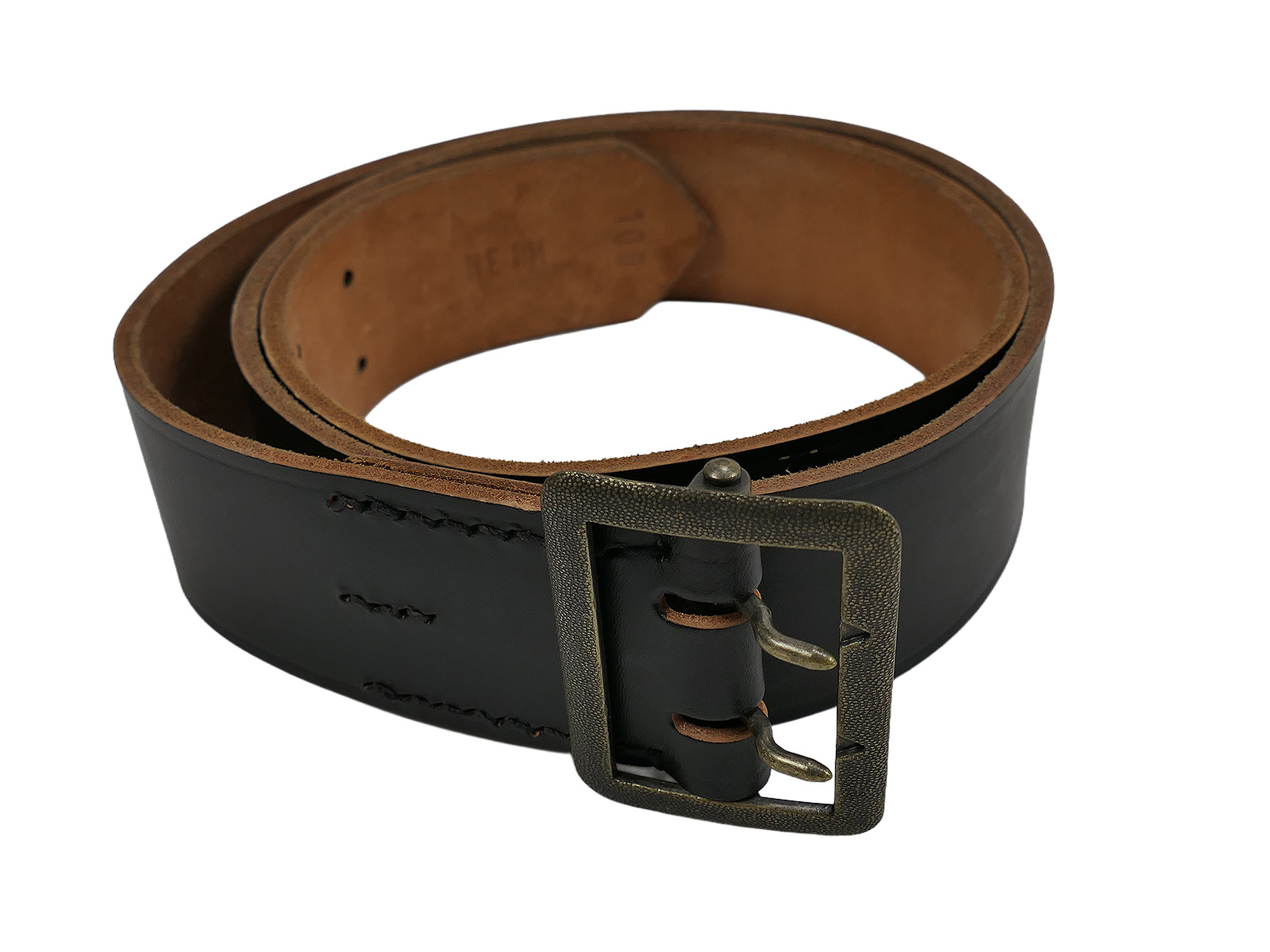 Einzelstück - Wehrmacht Koppelriemen schwarz Leder Koppel Zweidornkoppel Offizier 115cm