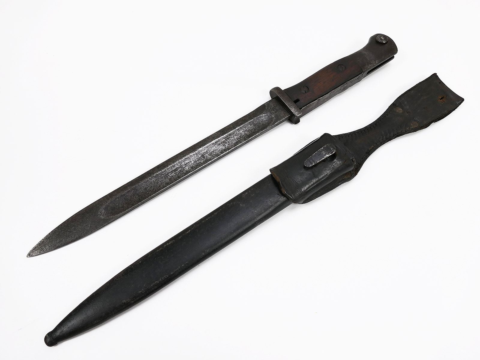 Original Bajonett 1915 Gewehr 98 Seitengewehr M84/98 mit Kaiserlicher Abnahme Erfurt + Koppelschuh